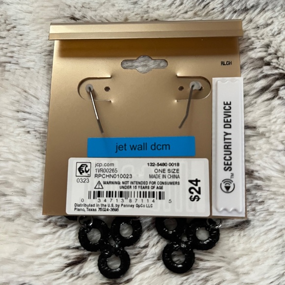 NWT MIXIT Color Dark Brown Crystal Chandelier Earrings set in Black Hardware - Picture 3 of 6